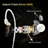 BASN MMCX in Ear Monitor Triple Driver Noise Isolating Headphones Golden Obsidian